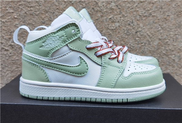 Youth Running Weapon Air Jordan 1 Green/White Shoes 0064